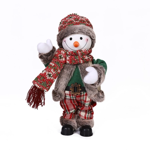 Electric Musical Christmas Snowman Ornament Dancing Plush Toy With Heart Pattern Hat Scarf For Home Tabletop Xmas Party Decor Gift