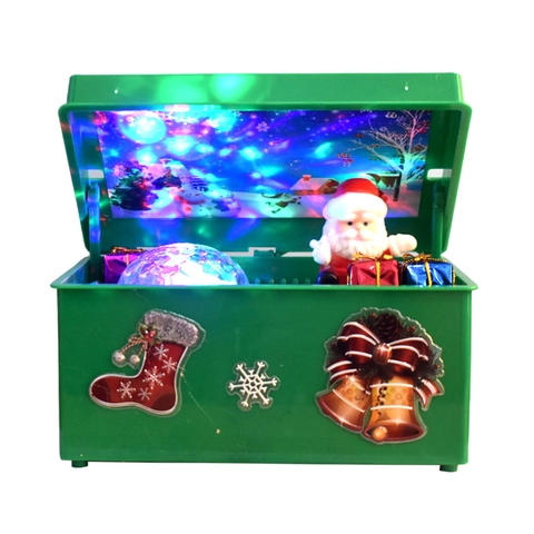 Boîte à Musique Électrique Noël Père Noël Ascendant Lumière LED Décoration Table Festive Cadeau Fête Enfants