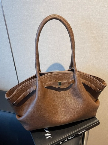 Borsa Tote da Donna Grande Capacità Minimalista in Pelle PU Plissettata a Ala Borsa a Spalla Casual Pendolare con Fibbia in Metallo