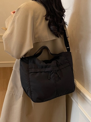 Bolso Tote Acolchado de Nylon de Gran Capacidad para Mujer Bolso de Bandolera Informal con Correa Ajustable para Trabajo Escuela