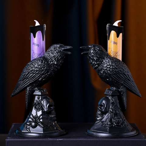Halloween Rabe LED Elektronische Kerzenlampe Gothischer Totenkopf Spinnennetz Dekorative Tischlampe Für Haus Party Deko