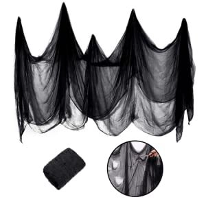 Halloween Creepy Cloth Polyester Mesh Horror Party Decoration Haunted House Props Gothic Black Gauze Indoor Outdoor Decor