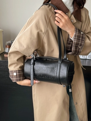 Borsa Sottobraccio Donna Vintage con Lettere Moda Invernale Semplice Borsa a Cuscino in Pelle PU Borsa a Tracolla a Barile Pendolare Versatile