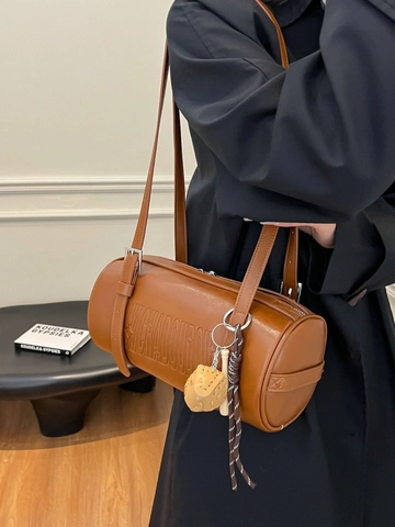 Borsa Sottobraccio Donna Vintage con Lettere Moda Invernale Semplice Borsa a Cuscino in Pelle PU Borsa a Tracolla a Barile Pendolare Versatile