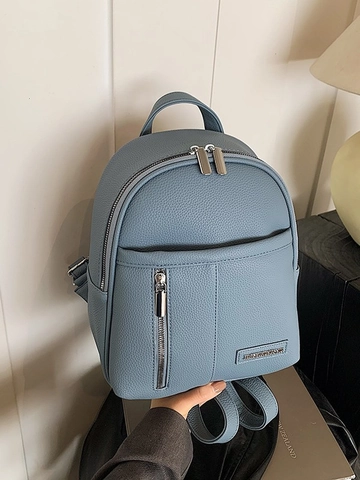 Women Fashion PU Leather Mini Backpack Litchi Pattern Small Travel Shoulder Bag Casual Daily Ladies School Backpack