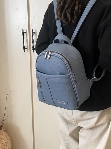 Women Fashion PU Leather Mini Backpack Litchi Pattern Small Travel Shoulder Bag Casual Daily Ladies School Backpack