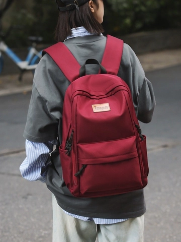 Minimalist Waterproof Nylon Backpack For High School College Students Large Capacity Laptop Travel Bag Solid Color Unisex Rucksack