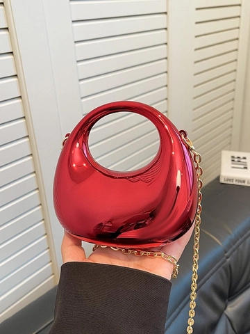 Bolso de Noche de Espejo de Acrílico Moderno Bolso de Mano Redondo Hueco Cadena Geométrica Bolso Bandolera Para Mujer Boda Banquete Fiesta Cartera