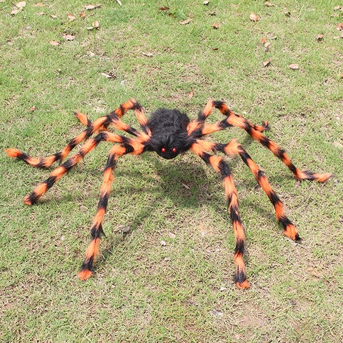 Decoración de Araña Gigante de Halloween Araña de Peluche Espeluznante Con Patas Flexibles Ojos Rojos Realistas Prop para Fiesta Jardín