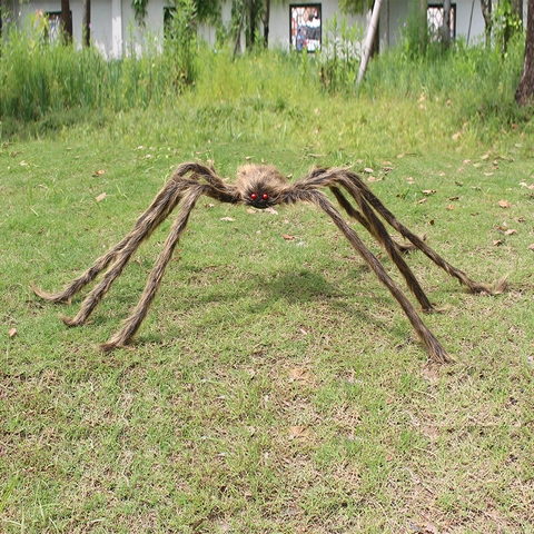 Halloween Decoration Giant Plush Spider With Red Eyes Simulation Scary Spider Prop For Haunted House Indoor Outdoor Yard Party Decor