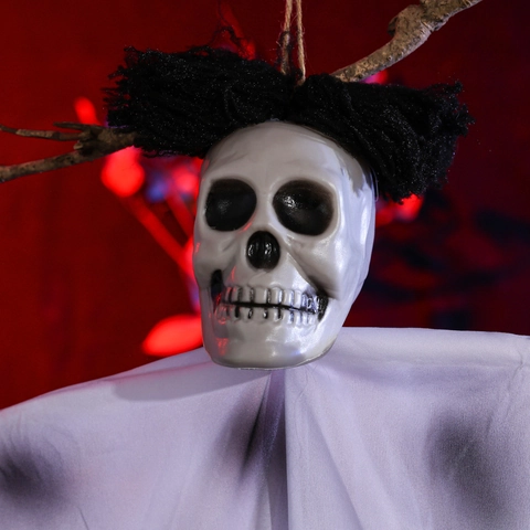 Halloween Hängende Geist Skelett Dekoration Mit Biegsamen Draht Händen Kunststoff Stoff Gruseliges Spukhaus Party Requisite Hängender Totenkopf