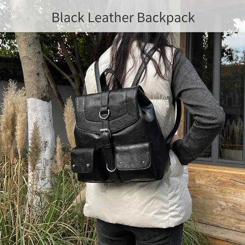 Sac à Dos Vintage en Cuir PU Grande Capacité pour Femmes Maillard Retro École Commuter avec Détails de Couture