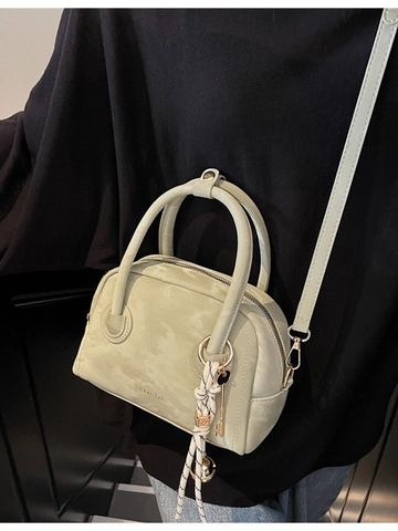 Damen Mode PU Leder Umhängetasche Minimalistisch Kleine Quadratische Handtasche Mit Abnehmbarem Schultergurt Und Anhänger