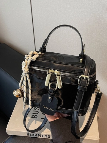 Borsa a Tracolla Vintage a Scatola Con Ciondolo a Campanello in Pelle PU Piccola Borsa Quadrata da Donna Elegante Borsa da Lavoro