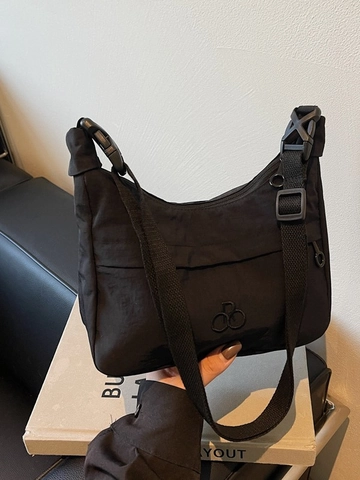 Women Casual Nylon Dumpling Crossbody Bag Lightweight Half Moon Shoulder Bag with Adjustable Webbing Strap and Front Pocket