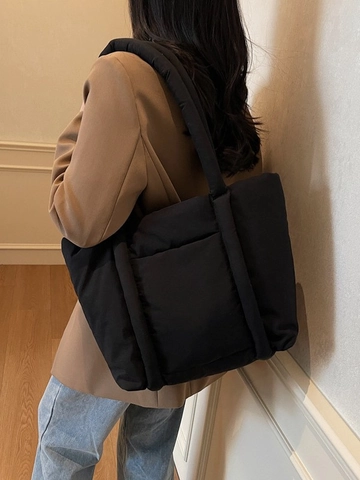 Borsa Tote Trapuntata a Grande Capacità da Donna Borsa a Spalla in Poliestere Leggera Borsa a Mano Casual Fashion