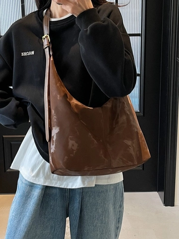 Borsa Tote in Pelle PU a Grande Capacità con Motivo Marmoreo per Donna Borsa a Tracolla Hobo Vintage con Tracolla Regolabile