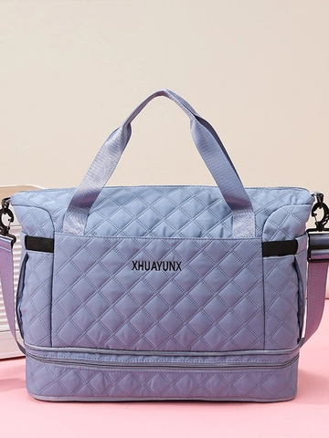 Borsa da Viaggio Trapuntata Grande Capacità per Donna in Tessuto Oxford Impermeabile Borsa da Palestra Con Scomparto per Scarpe Separazione Secco Umido