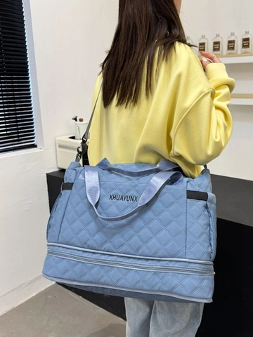 Borsa da Viaggio Trapuntata Grande Capacità per Donna in Tessuto Oxford Impermeabile Borsa da Palestra Con Scomparto per Scarpe Separazione Secco Umido