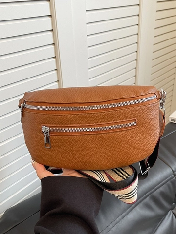 Borsa da Petto in Pelle PU Texture Litchi da Donna Cinghia in Tessuto a Righe Borsa a Tracolla Casual di Moda per Viaggio Quotidiano