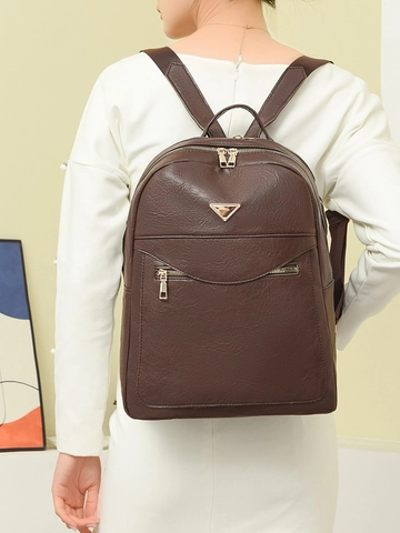 Fashion Women PU Leather Backpack Large Capacity Lychee Texture School Travel Bag Urban Street Trend Shoulder Bag