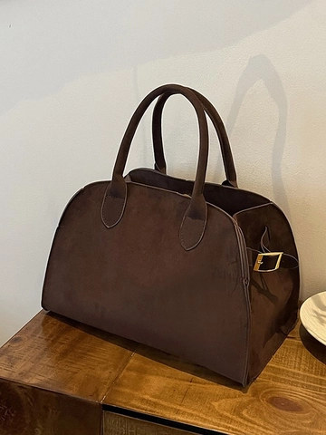 Damen Vintage PU Leder Handtasche Große Kapazität Kontrastnähte Boston Tasche Retro Pendler Top Handle Tote Bag Damen