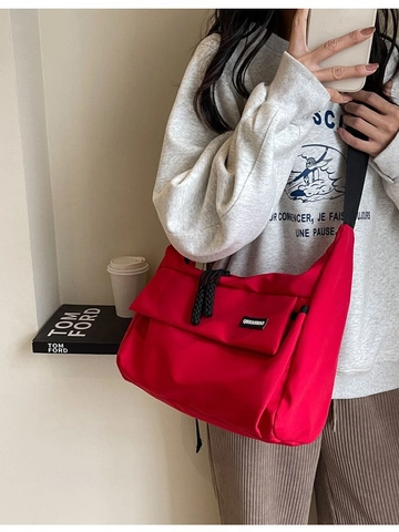 Damen Umhängetasche Aus Segeltuch Im Japanischen Akademiestil Große Kapazität Einfarbige Messenger Bag Für Schule Und Alltag