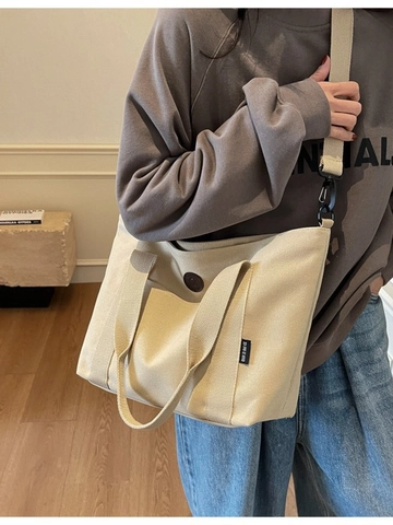Bolso Tote de Lona para Mujer de Gran Capacidad Bolso Bandolera de Color Sólido Versátil Bolso de Compras Casual con Correa Ajustable