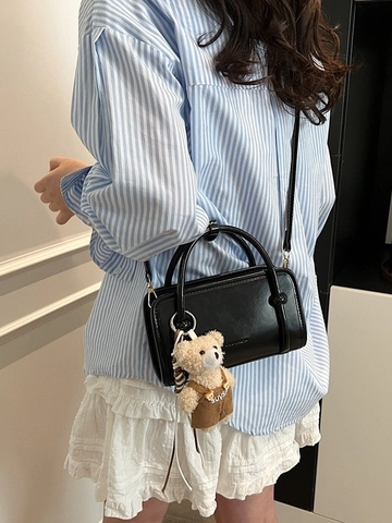 Sac Bandoulière Femme Minimaliste en Cuir PU Petit Sac Carré Avec Poignée Supérieure Bandoulière Réglable Sac à Main Mode