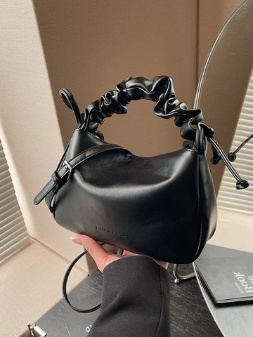Borsa a Tracolla in Pelle PU Casual da Donna Forma a Raviolo Manico Plicchettato Borsa a Spalla Nuvola Con Tracolla Regolabile