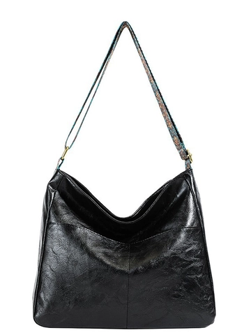 Vintage Große Kapazität PU Leder Tote Bag Für Damen Mode Hobo Schultertasche Mit Ethno Muster Breitem Gurt Beuteltasche