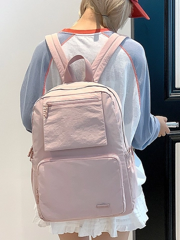 Sac à Dos de Mode en Nylon Imperméable Décontracté pour Femmes Grande Capacité Multi-Poches Cartable Scolaire Sac à Dos pour Ordinateur Portable Coréen