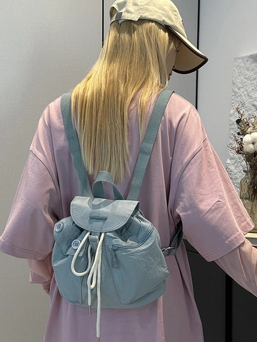 Zaino da Donna in Nylon alla Moda Impermeabile Casual con Coulisse Tasche Multiple Grande Capacità Viaggio Scuola