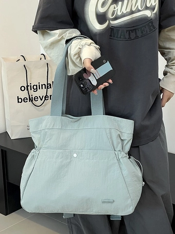 Large Capacity Nylon Tote Bag Water Repellent Fitness Yoga Shoulder Bag For Travel Casual Korean Style Women Handbag