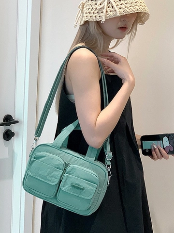 Bolso Bandolera de Nailon para Mujer Impermeable Multi Bolsillo Estilo Utilitario Bolso de Mano Correa Ajustable Casual Tote