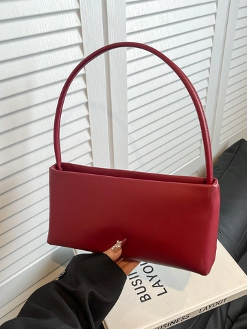 Bolso de Axila de Cuero PU Minimalista para Mujer Bolso de Hombro Baguette de Moda Color Sólido Bolso de Mano Casual