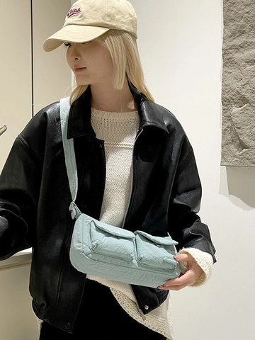 Borsa a Tracolla da Donna in Nylon Con Tasche Multiple Grande Capacità Borsa a Spalla Casual Messenger Utility