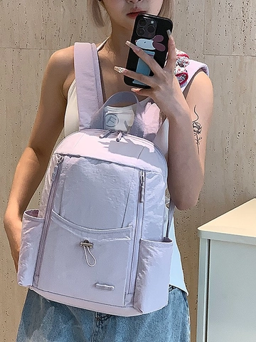Große Kapazität Nylon Mode Rucksack Wasserdicht Multi Tasche Reise Daypack Für Damen Minimalistisch Lässig Schule Tasche