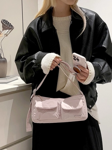 Borsa a Tracolla da Donna in Nylon Con Tasche Multiple Grande Capacità Borsa a Spalla Casual Messenger Utility