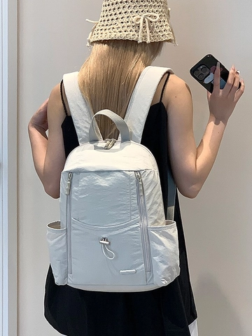 Große Kapazität Nylon Mode Rucksack Wasserdicht Multi Tasche Reise Daypack Für Damen Minimalistisch Lässig Schule Tasche