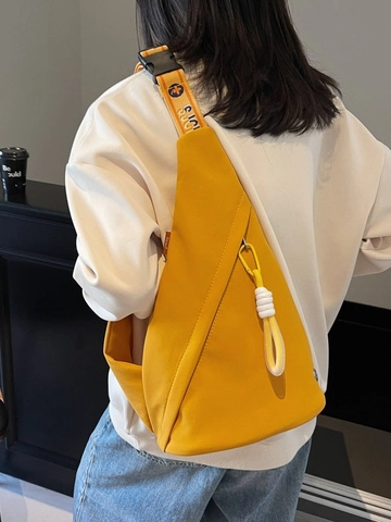 Women Canvas Triangle Chest Bag Adjustable Letter Strap Casual Sling Bag Streetwear Crossbody Bag Fashion Zipper Shoulder Bag
