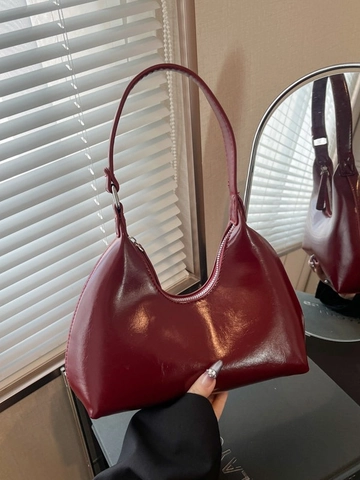 Damen Glänzende PU-Leder Achseltasche Minimalistisch Gefaltete Hobo Umhängetasche Vintage Halbmondform Handtasche Mit Reißverschluss