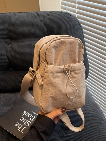 Women Minimalist Nylon Drawstring Crossbody Bag Korean Style Pleated Lightweight Small Square Shoulder Bag Daily Phone Pouch