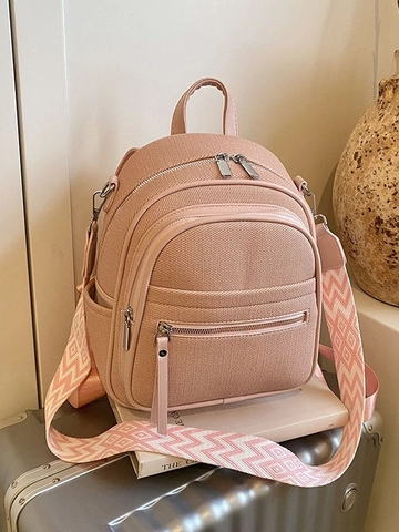 Mini Sac à Dos Femme Mode Avec Large Bandoulière Géométrique Décontracté Tissu PU Cuir Multi Poches Voyage École
