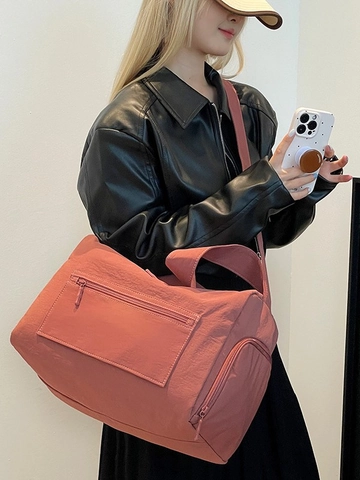 Borsa da Viaggio in Nylon Impermeabile di Grande Capacità Donna Borsa a Tracolla Casual Palestra Fitness Borsa Weekend Bagaglio