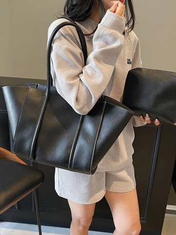 Women Vintage Large Capacity Tote Bag Synthetic Leather Contrast Stitching Underarm Shoulder Bag And Small Clutch Purse