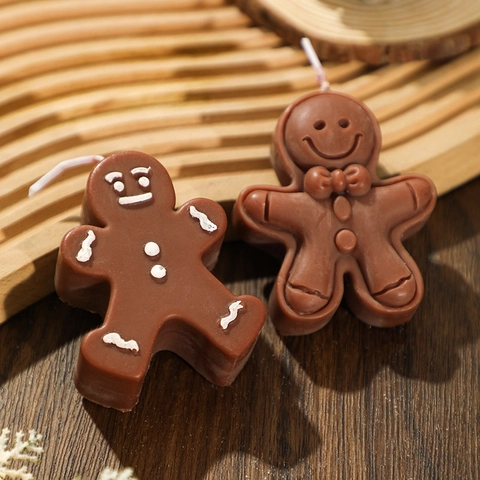Gingerbread Man Aromatherapy Candle Creative Christmas Decor Soy Wax Handmade Festive Desktop Ornament Home Fragrance Gift