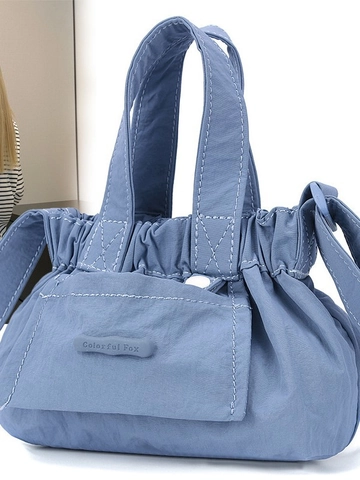 Damen Leichte Wasserdichte Nylon Plissee Umhängetasche Mini Kordelzug Beuteltasche Nische Design Lässige Schultertasche