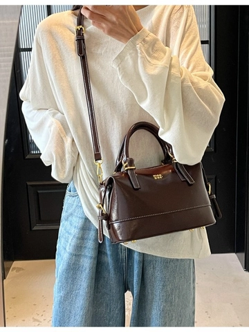 Borsa a Mano Boston in Pelle PU da Donna Vintage con Cuciture a Contrasto Borsa a Tracolla Borsa Cuscino per Ufficio Quotidiano