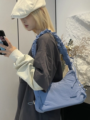 Bolso Bandolera de Nailon para Mujer Moda con Correa Plisada Resistente al Agua Bolso Hobo Casual para Viaje